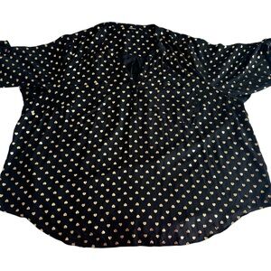 Torrid Black Blouse with Gold Heart Design